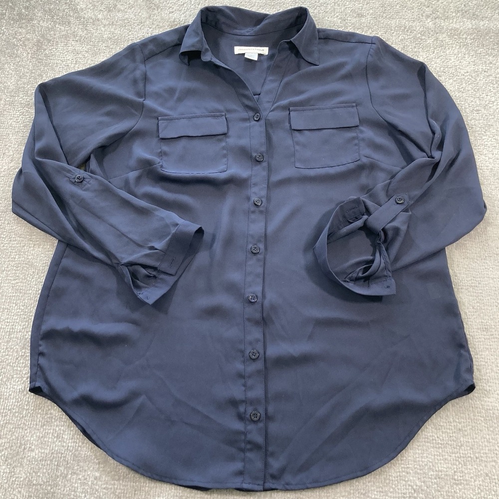 Christopher Banks Button Front Shirt Womens Stretch Long Sleeve Work Top - Picture 1 of 8